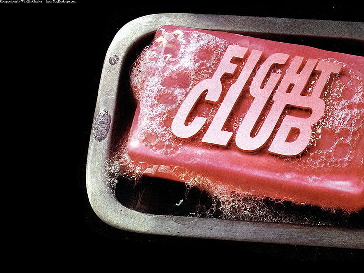 pink soap bar with Fight Club text overlay, Movie, Fight Club, HD wallpaper