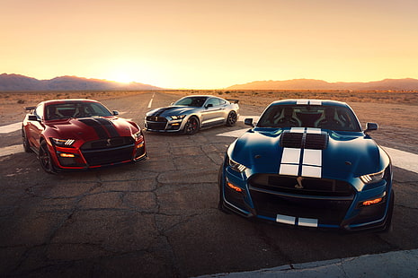 дорога, солнце, машина, фары, форд, спорт, спорткар, руль, Ford Mustang Shelby GT500, 2020, HD обои HD wallpaper