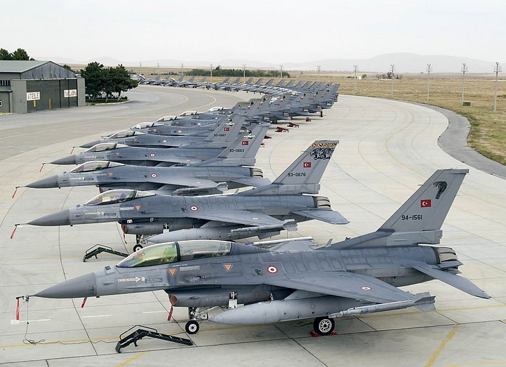 lotto di piastre da combattimento, aeronautica turca, falchi da combattimento, falco da combattimento F-16 General Dynamics, aerei militari, aerei, militari, Sfondo HD