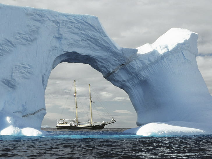 سفينة ، برج الجليد ، القطب الشمالي ، مركبة، خلفية HD