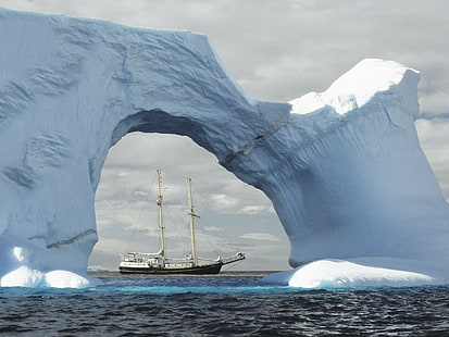 nave, iceberg, artico, veicolo, Sfondo HD HD wallpaper