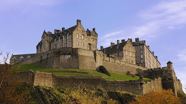 архитектура, замок, эдинбург, осень, шотландия, HD обои
