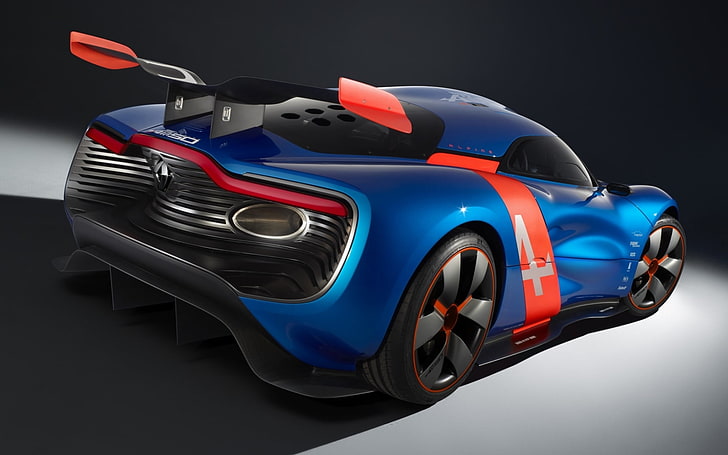 blue and red coupe, Concept, the concept, Renault, spoiler, Reno, rear view, wing, Alpine, A110-50, HD wallpaper