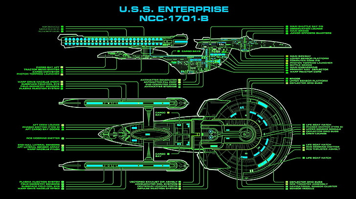 U.S.S. Enterprise NCC-1701-B illustration, ritning, Star Trek, starship, NC-1701-B, U.S.S. Företag, HD tapet