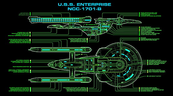 U.S.S. Enterprise NCC-1701-B illustration, ritning, Star Trek, starship, NC-1701-B, U.S.S. Företag, HD tapet HD wallpaper