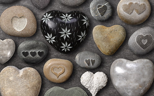 Галька любви, галька, много, фон, сердечки, камни, HD обои HD wallpaper