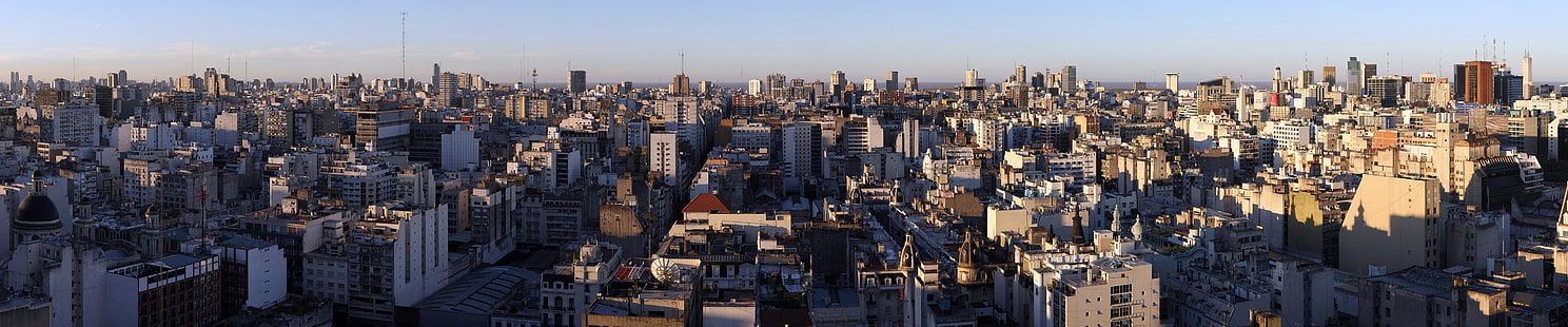 град, троен екран, широкоъгълен, Буенос Айрес, градски пейзаж, HD тапет HD wallpaper
