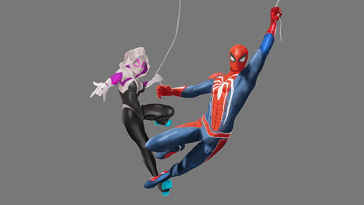spiderman, ps4-spel, hd, 4k, spel, superhjältar, reddit, ps-spel, konstverk, konstnär, Gwen Stacy, HD tapet