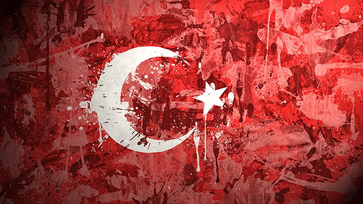 кумхуриети, флаг, краска, республика, турция, турция, туркие, HD обои