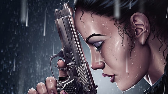 women, Tomb Raider, Lara Croft, Beretta 92FS, HD wallpaper HD wallpaper