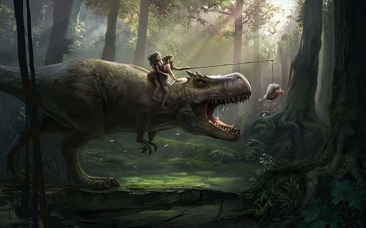 T-Rex, праисторически, хумор, HD тапет