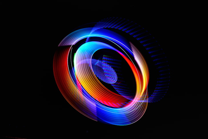 multicolored lens graphic, rays, light, lights, background, color, ring, the volume, track, HD wallpaper