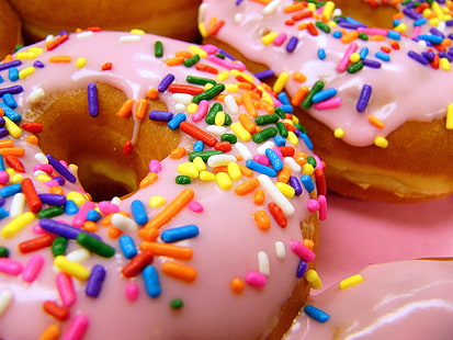 핑크 도넛, 뿌려 가기와 핑크 크림 도넛, 도넛, 핑크, 음식, 달콤한, HD 배경 화면 HD wallpaper