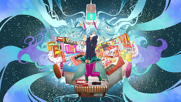 Hatsune Miku, Vocaloid, twintails, HD wallpaper