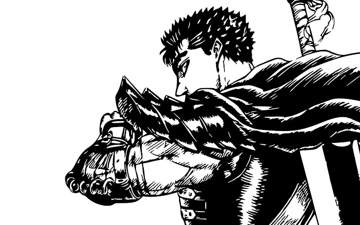 Mann in Rüstung Zeichnung, Kentaro Miura, Berserker, Guts, HD-Hintergrundbild