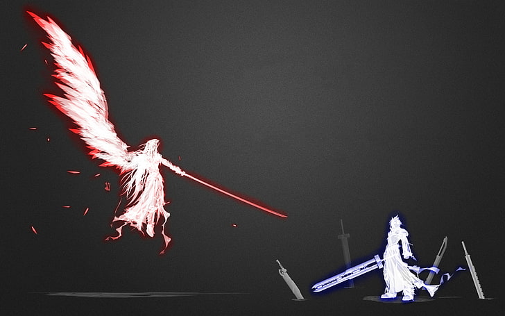 sfondo di due personaggi rossi e blu, Final Fantasy, Final Fantasy VII: Advent Children, Sfondo HD