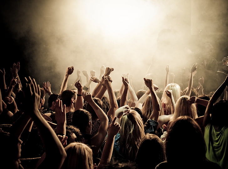 Concert Crowd, women's gray sleeveless top, Music, Concert, crowd, HD wallpaper