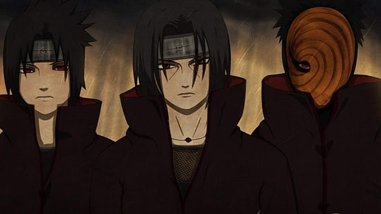 ورق جدران Uchiha Sasuke و Itachi و Obito ، أنيمي ، Uchiha Sasuke ، Uchiha Itachi ، Naruto Shippuuden ، Tobi، خلفية HD HD wallpaper