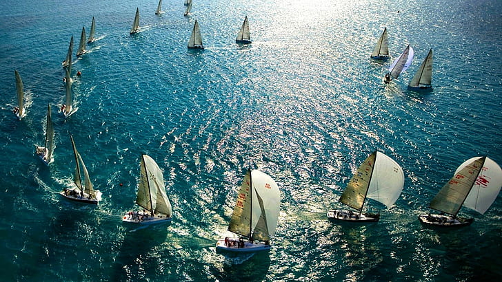łódź, morze, żaglówki, Tapety HD