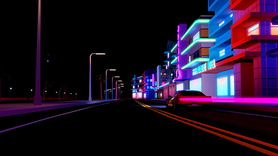 Auto, Road, Night, Music, The city, Neon, Machine, Background, Electronic, Synthpop, Darkwave, Synth, Retrowave, Synth-pop, Sinti, Synthwave, Synth pop, HD wallpaper HD wallpaper