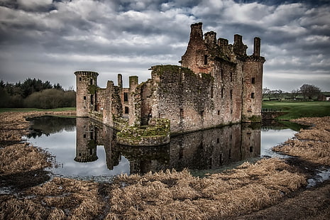 замок, руины, шотландия, замок кэрлэверок, HD обои HD wallpaper