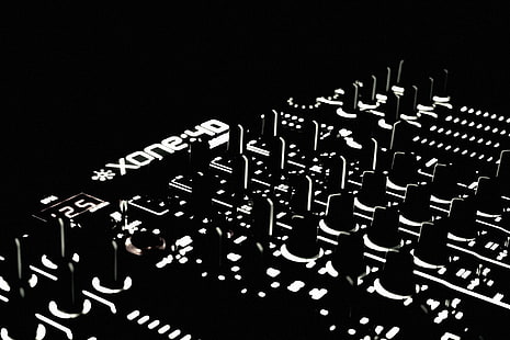 DJ, звуковые микшеры, произведения искусства, черный, музыка, темный, HD обои HD wallpaper