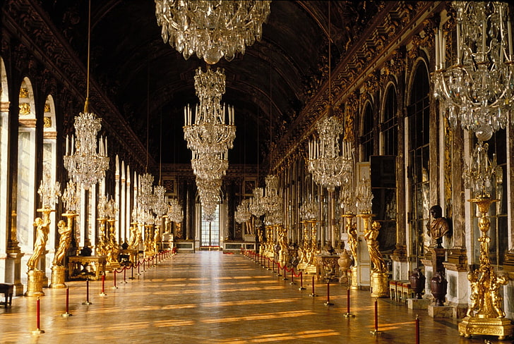 à l'intérieur, château, Château de Versailles, Château de Versailles, Galerie des Glaces, Fond d'écran HD