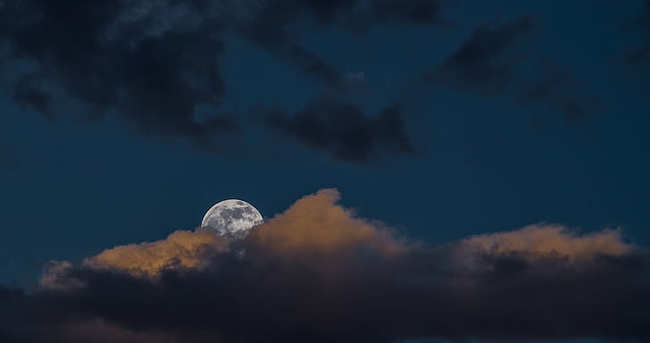 Lune, nuages, skyscape, ciel, Fond d'écran HD
