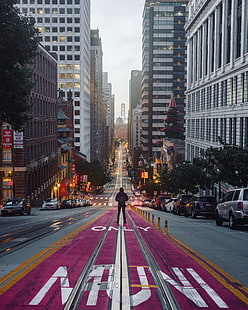 カリフォルニア州サンフランシスコ通り、通り、道路、都市、建物、孤独、サンタクラリタ、アメリカ合衆国、 HDデスクトップの壁紙 HD wallpaper