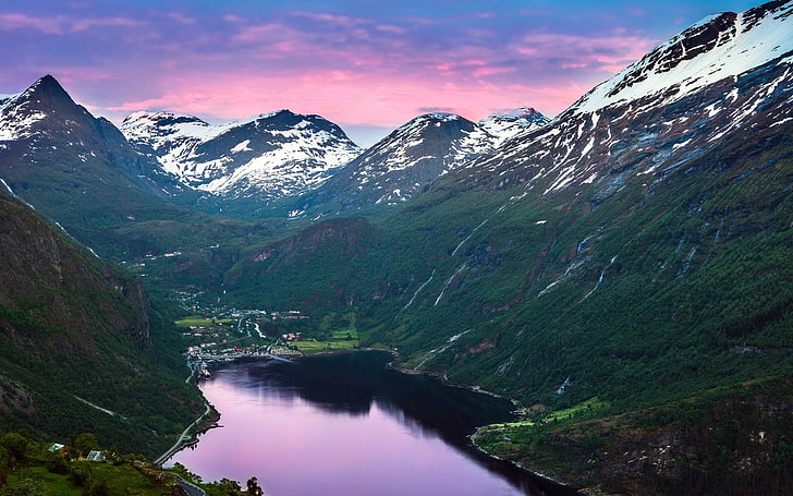 Berge, Landschaft, Geirangerfjord, Geiranger, Natur, Norwegen, HD-Hintergrundbild