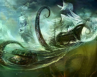 Fantasi, Kraken, HD tapet HD wallpaper