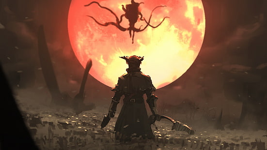 braunhaarige Anime Charakter Wallpaper, Grafik, Videospiele, Bloodborne, HD-Hintergrundbild HD wallpaper