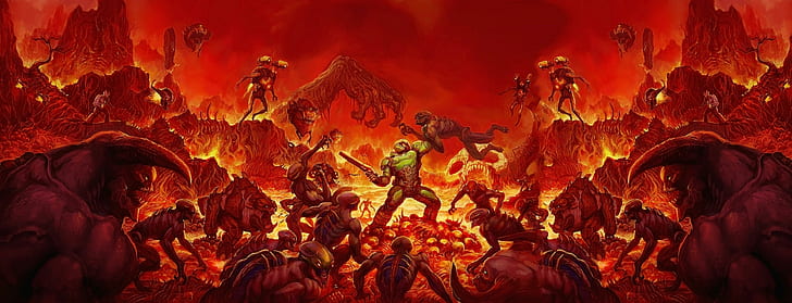 Doom (game), video game, Doom (2016), Wallpaper HD