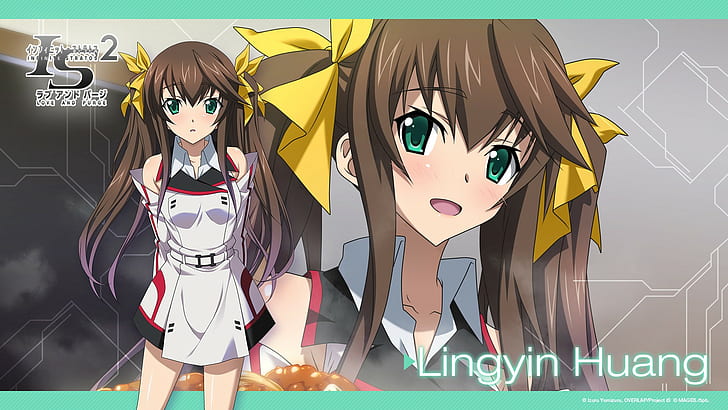 anime, anime girls, Infinite Stratos, school uniform, twintails, brunette, Huang Lingyin, HD wallpaper