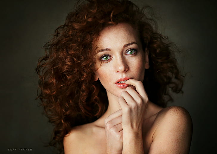 wanita, Sean Archer, wajah, berambut merah, Wallpaper HD