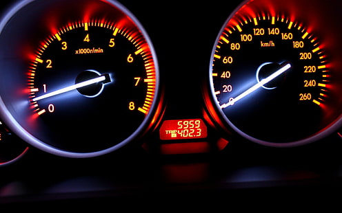 cars, dash, gauges, lights, speedometer, text, HD wallpaper HD wallpaper