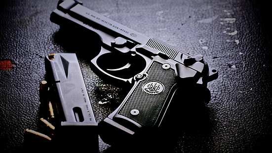 بندقية ، ذخيرة ، بيريتا M9 ، مسدس ، ذخيرة ، بيريتا m9، خلفية HD HD wallpaper