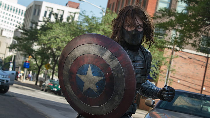 Captain America Marvel The Winter Soldier Shield Bucky Barnes HD, soldat d'hiver capitaine amérique, films, l'hiver, merveille, amérique, capitaine, soldat, bouclier, bucky, barnes, Fond d'écran HD