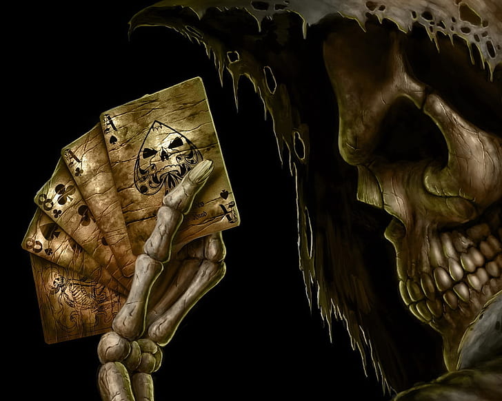 Death, Skeleton, Cards, HD wallpaper