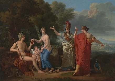 Klassische Kunst, griechische Mythologie, Urteil von Paris, Malerei, Putten, HD-Hintergrundbild HD wallpaper