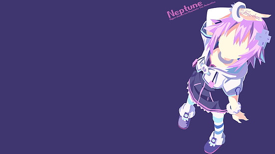 해왕성 애니메이션 배경 화면, 초 차원 게임 넵튠, 애니메이션 소녀들, 애니메이션, 해왕성 (Hyperdimension Neptunia), 미니멀리즘, HD 배경 화면 HD wallpaper