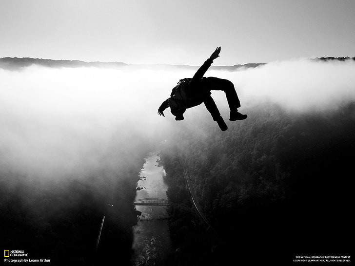 กระโดด, เมฆ, ขาวดำ, ทิวทัศน์, วอลล์เปเปอร์ HD