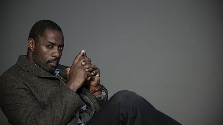 jaket jas abu-abu pria dan celana hitam, Idris Elba, 5k, foto, Wallpaper HD