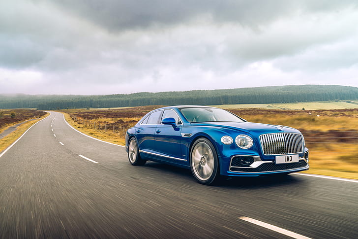Bentley, Bentley Flying Spur, Blaues Auto, Auto, Luxusauto, Fahrzeug, HD-Hintergrundbild