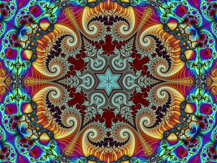 arte de mandala de colores variados, fractal, abstracto, psicodélico, Fondo de pantalla HD
