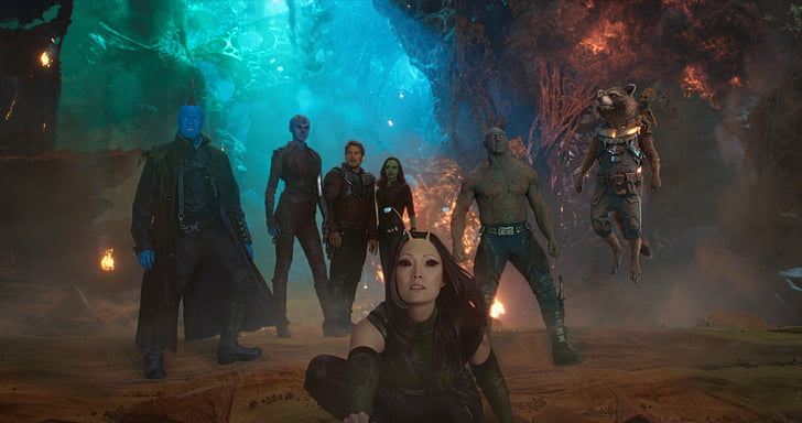 Film, Guardians of the Galaxy Vol. 2, Drax The Destroyer, Gamora, Groot, Nebula (Marvel Comics), Peter Quill, Rocket Raccoon, Star Lord, Tapety HD