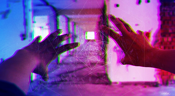 SYRA, två mänskliga händer, Aero, Kreativ, psykadelisk, syra, tripp, LSD, merkava, kabbalah, hexagram, halucinationer, färgglada, droger, HD tapet HD wallpaper