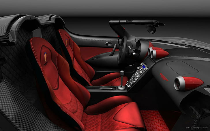 Koenigsegg CCXR Интерьер, красный и черный салон автомобиля, интерьер, koenigsegg, ccxr, автомобили, HD обои