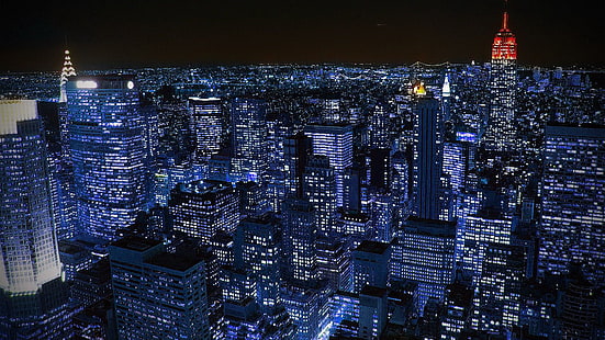 cityscapes lampu malam new york city pemandangan indah 1920x1080 Nature Sky HD Art, malam, cityscapes, Wallpaper HD HD wallpaper