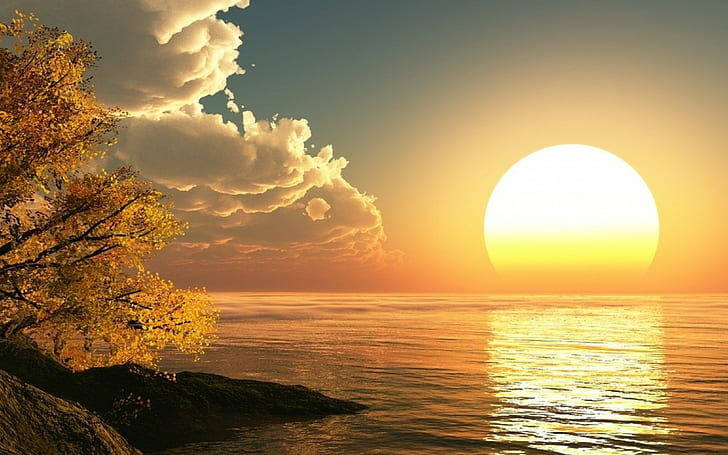 الشمس والبحر والسماء والمياه، خلفية HD